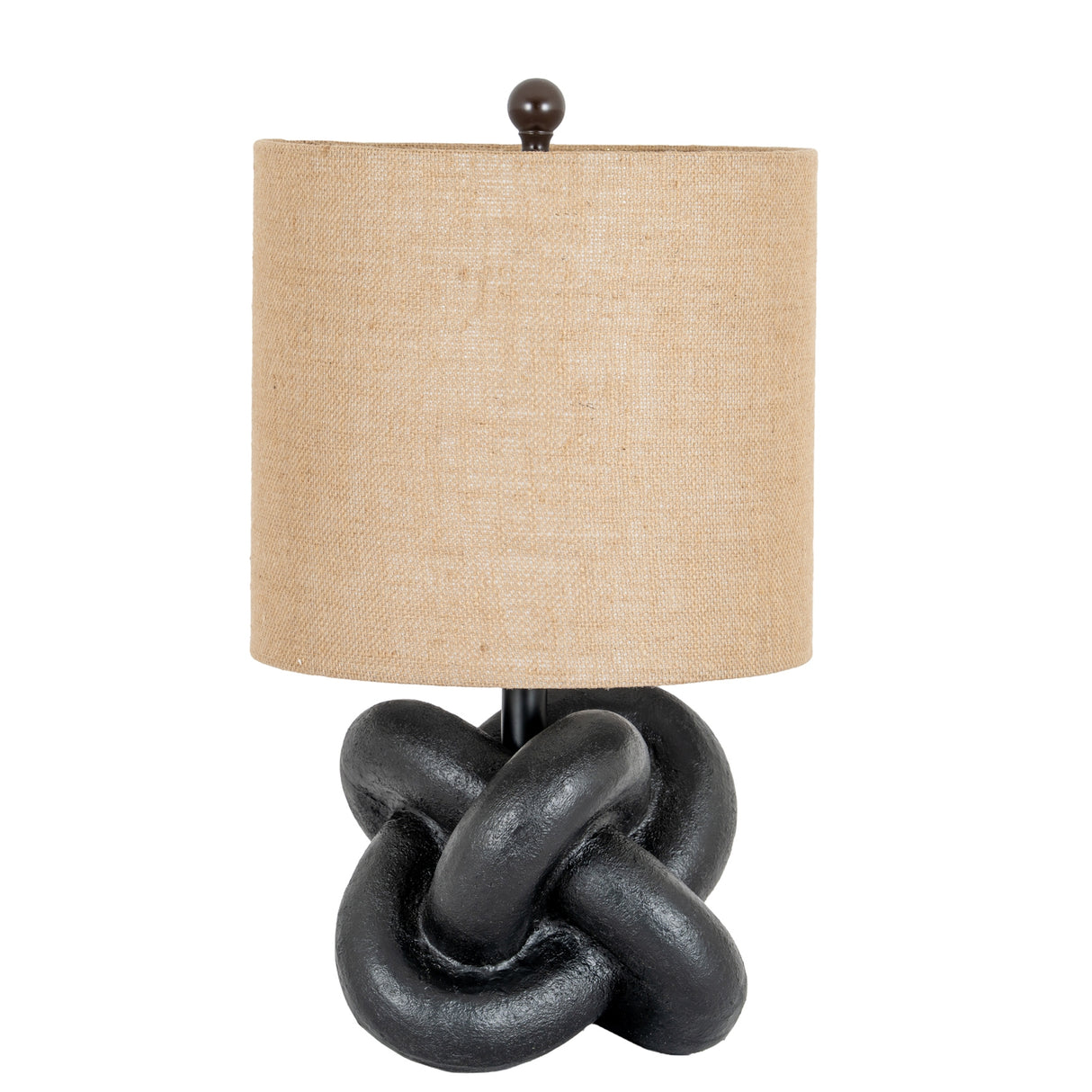 Elise Black Knot Table Lamp With Hessian Shade