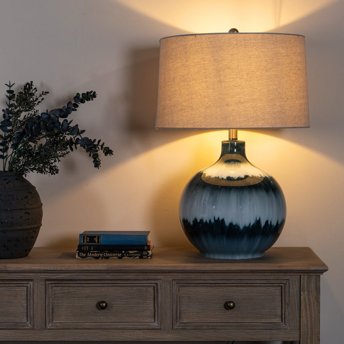 Althea Ocean Shadows Table Lamp With Linen Shade
