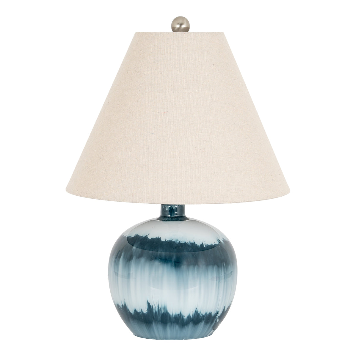 Elise Ocean Shadows Squat Table Lamp With Linen Shade
