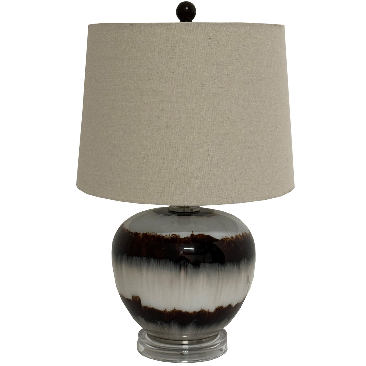 Elise Sepia Shadows Squat Table Lamp With Linen Shade