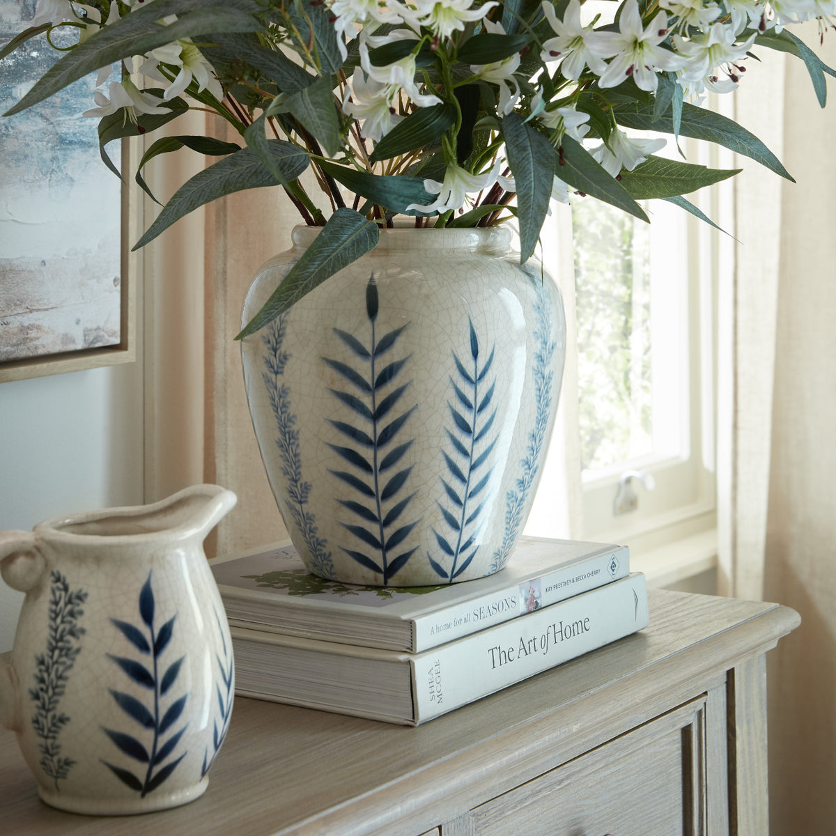 Adeline Small Blue Flora Olpe Vase