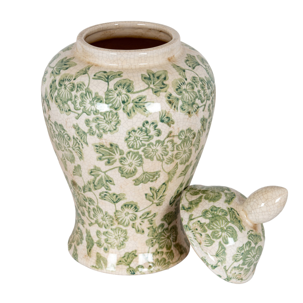 Aurelia Green Clover Ceramic Ginger Jar
