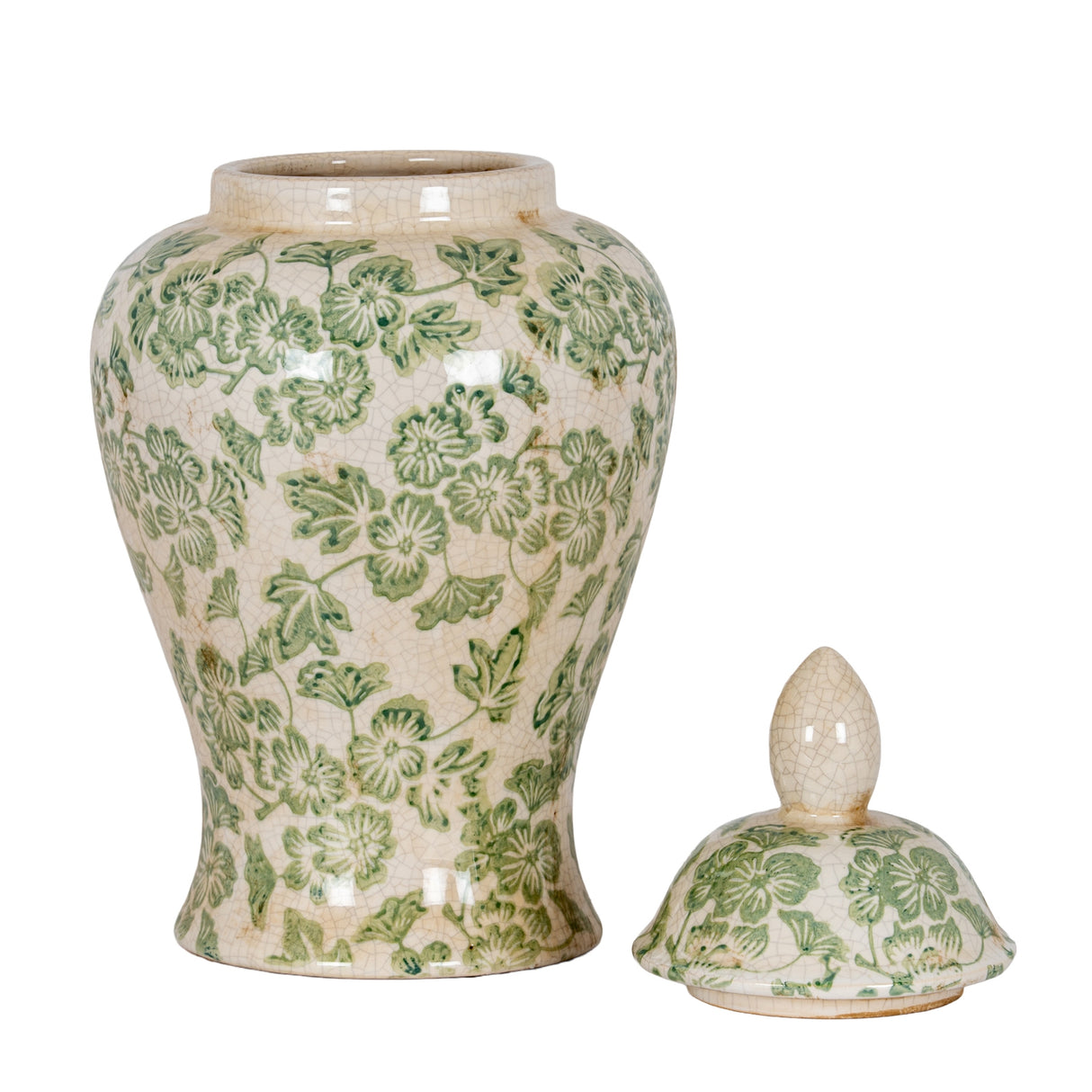 Aurelia Green Clover Ceramic Ginger Jar
