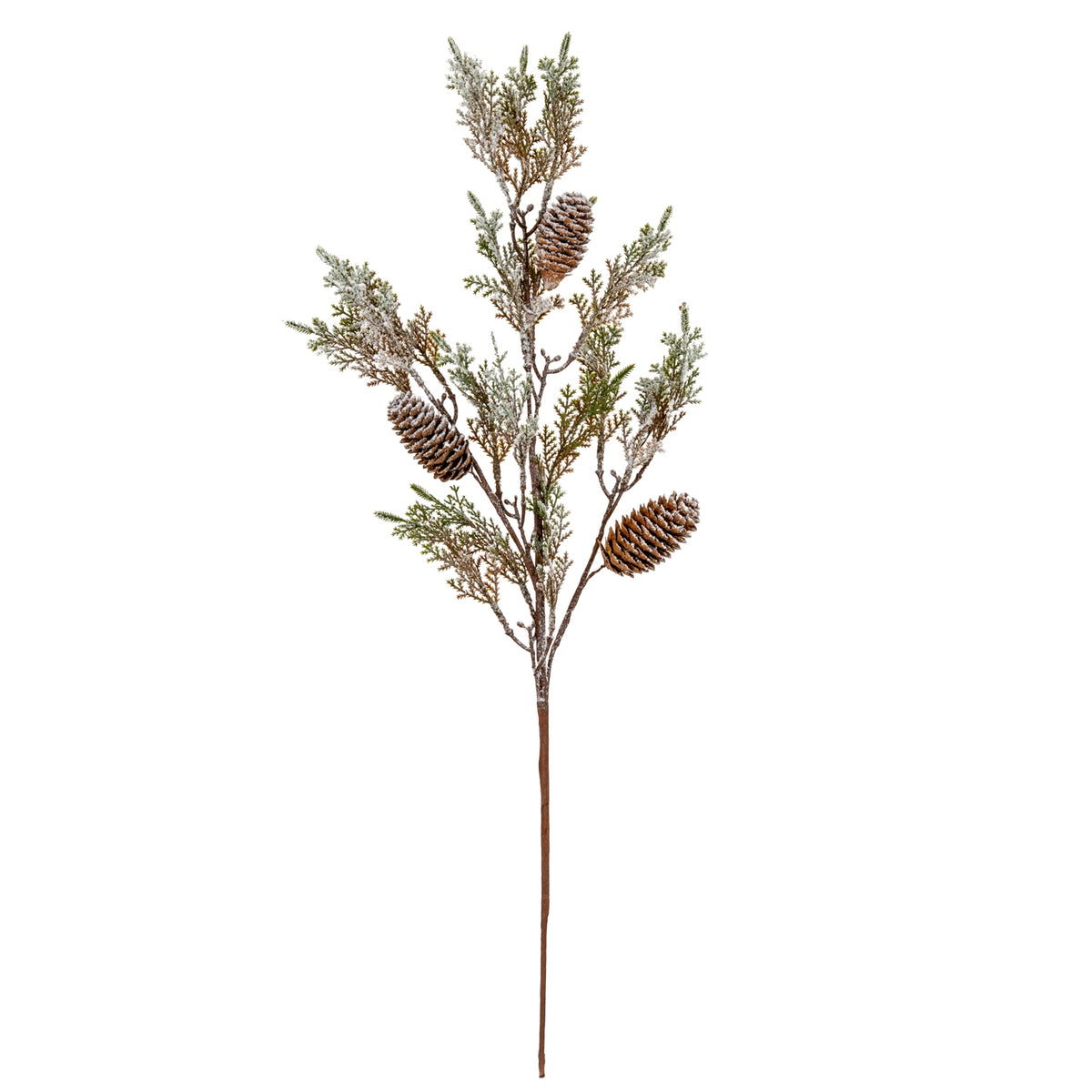 Celeste Medium Frosted Cypress Fir Branch Spray With Pinecones