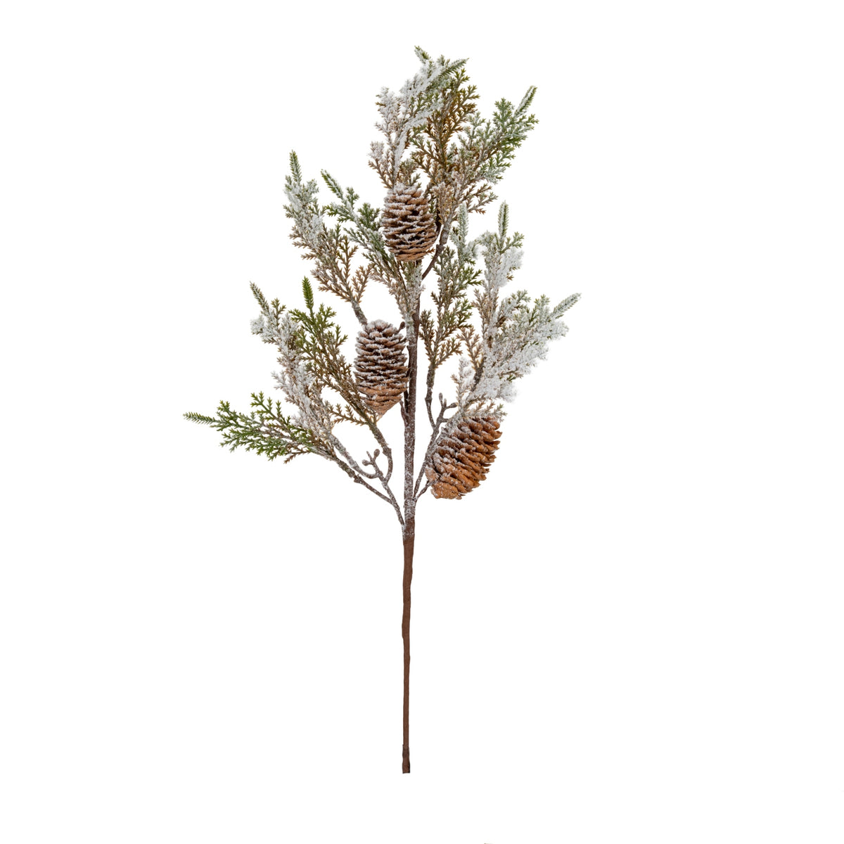 Celeste Large Frosted Cypress Fir Branch Spray With Pinecones