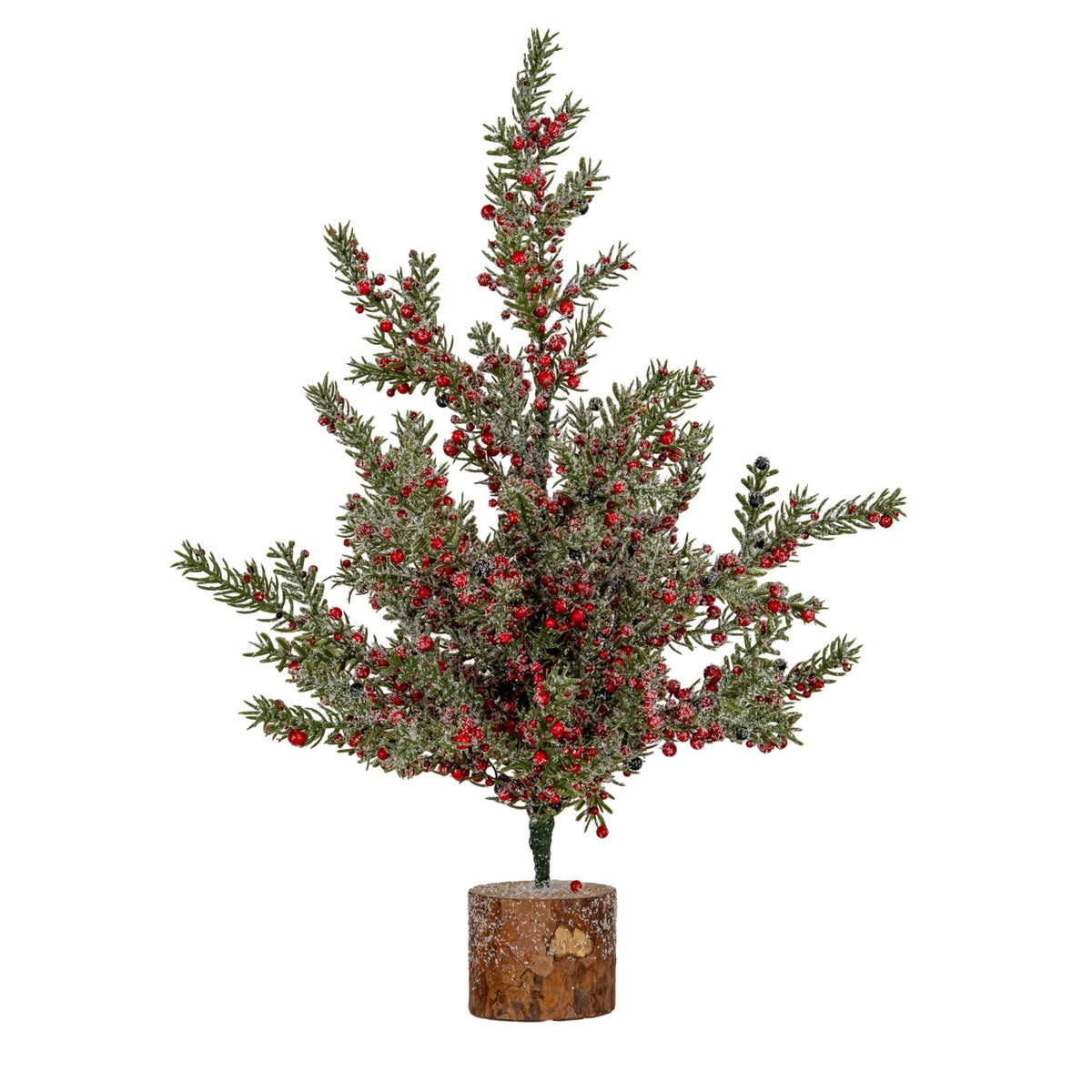 Sylvie Large Frosted Winter Berry Tree On Wooden Block