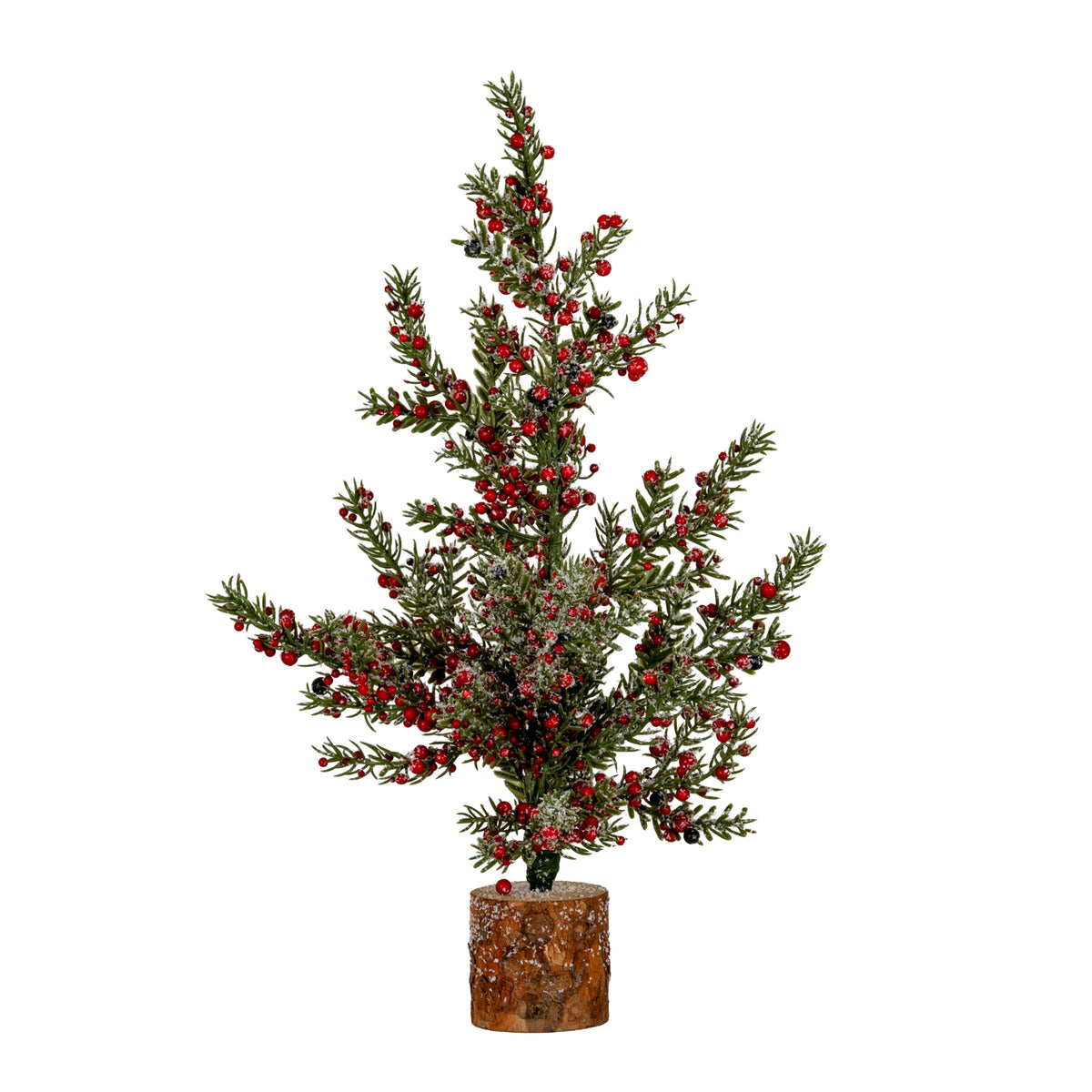 Sylvie Medium Frosted Winter Berry Tree On Wooden Block