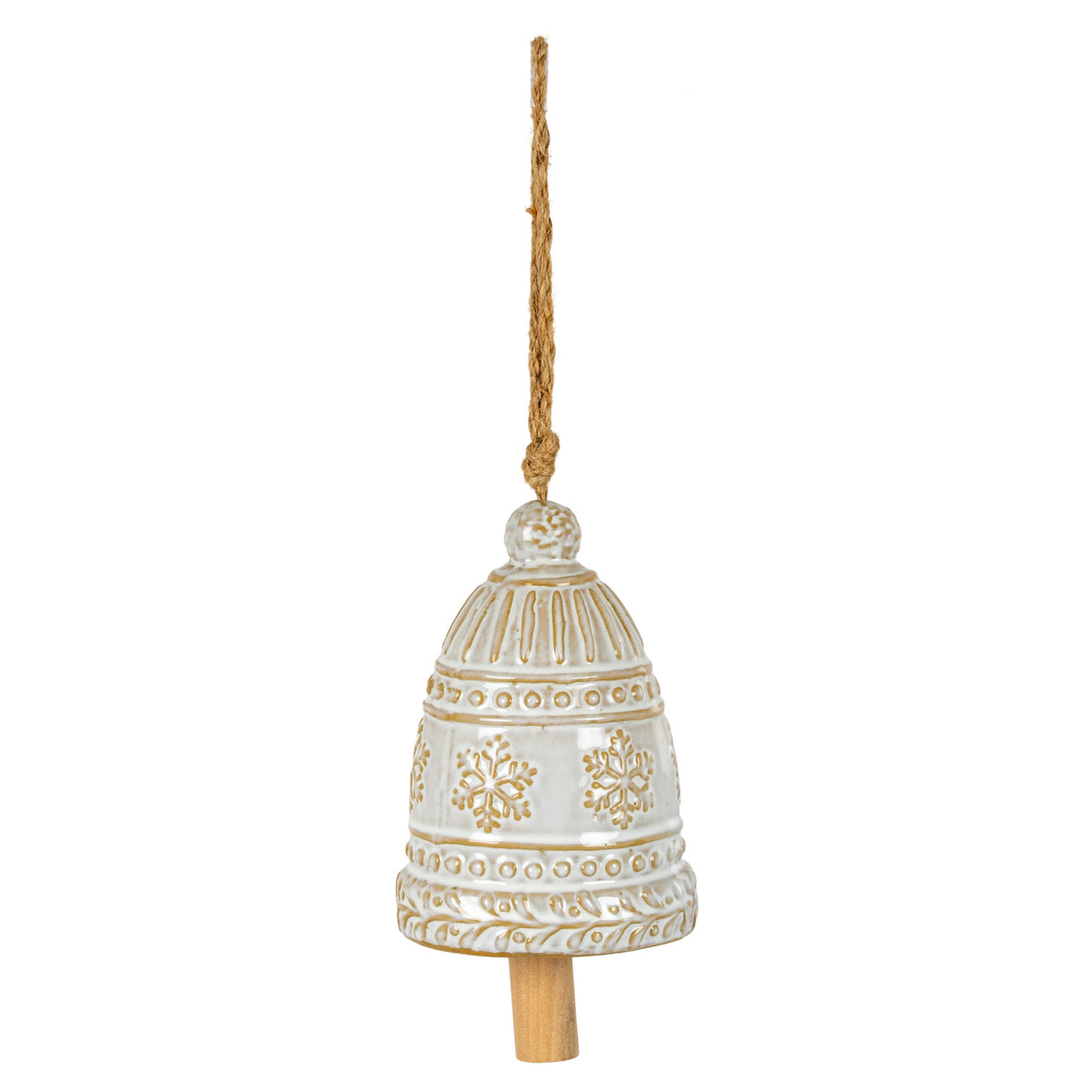 Celestine Large Ceramic Bell Tree Ornament With Snowflake Detail
