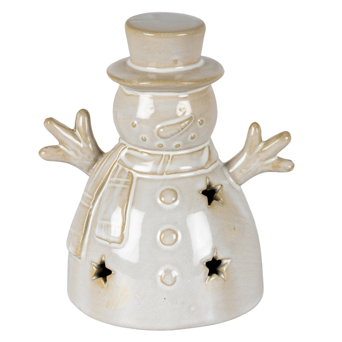 Claudine Ceramic Small Snowman With LED Light