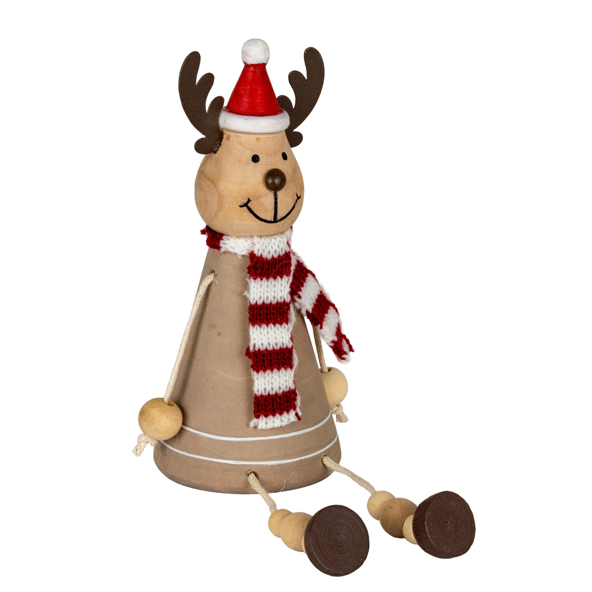 Josephine Wooden Jolly Sitting Reindeer Decoration