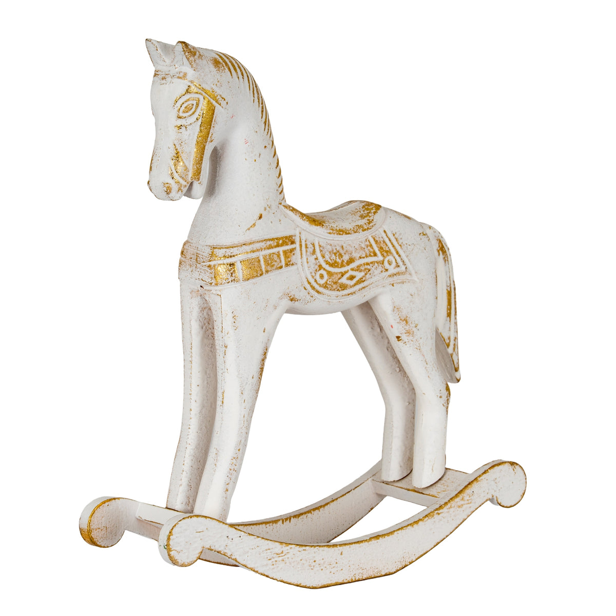 Helene Small Whitewashed Wooden Rocking Horse