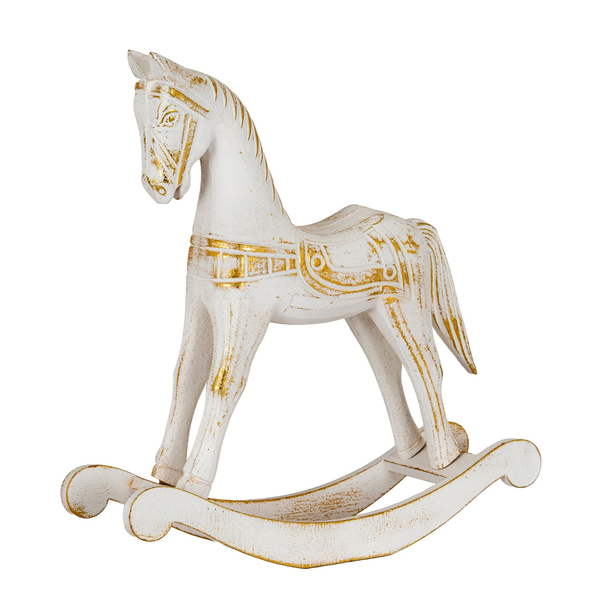 Helene Large Whitewashed Wooden Rocking Horse