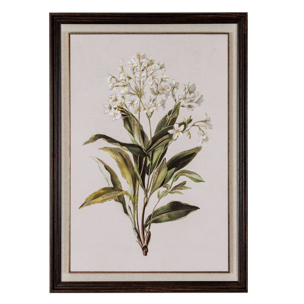 Fleur White Wildflower On Linen In Frame