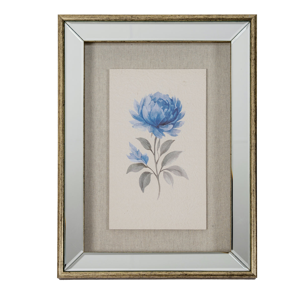 Rosalie Textured Paper Rose In Mirrored Frame