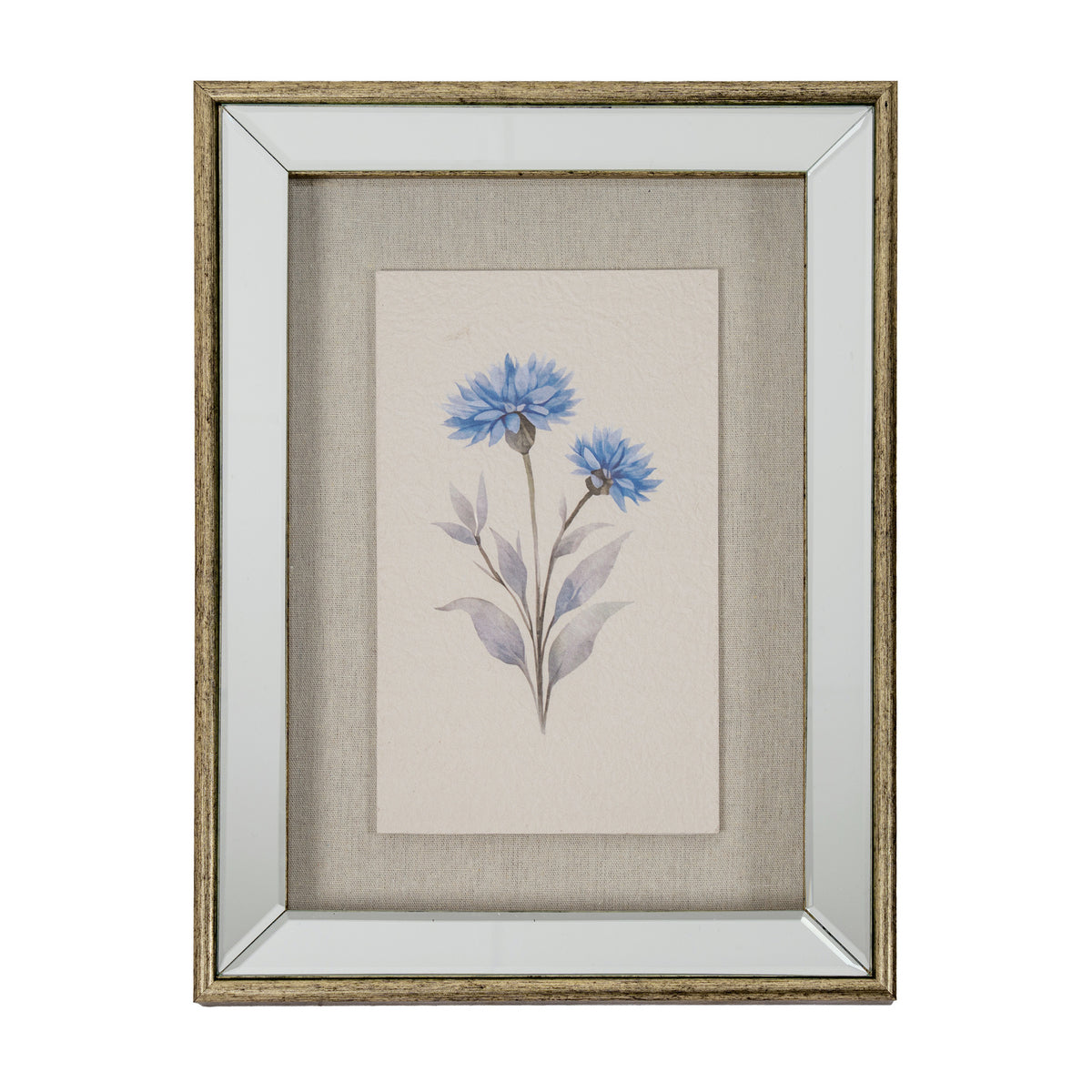 Rosalie Textured Paper Cornflower In Mirrored Frame