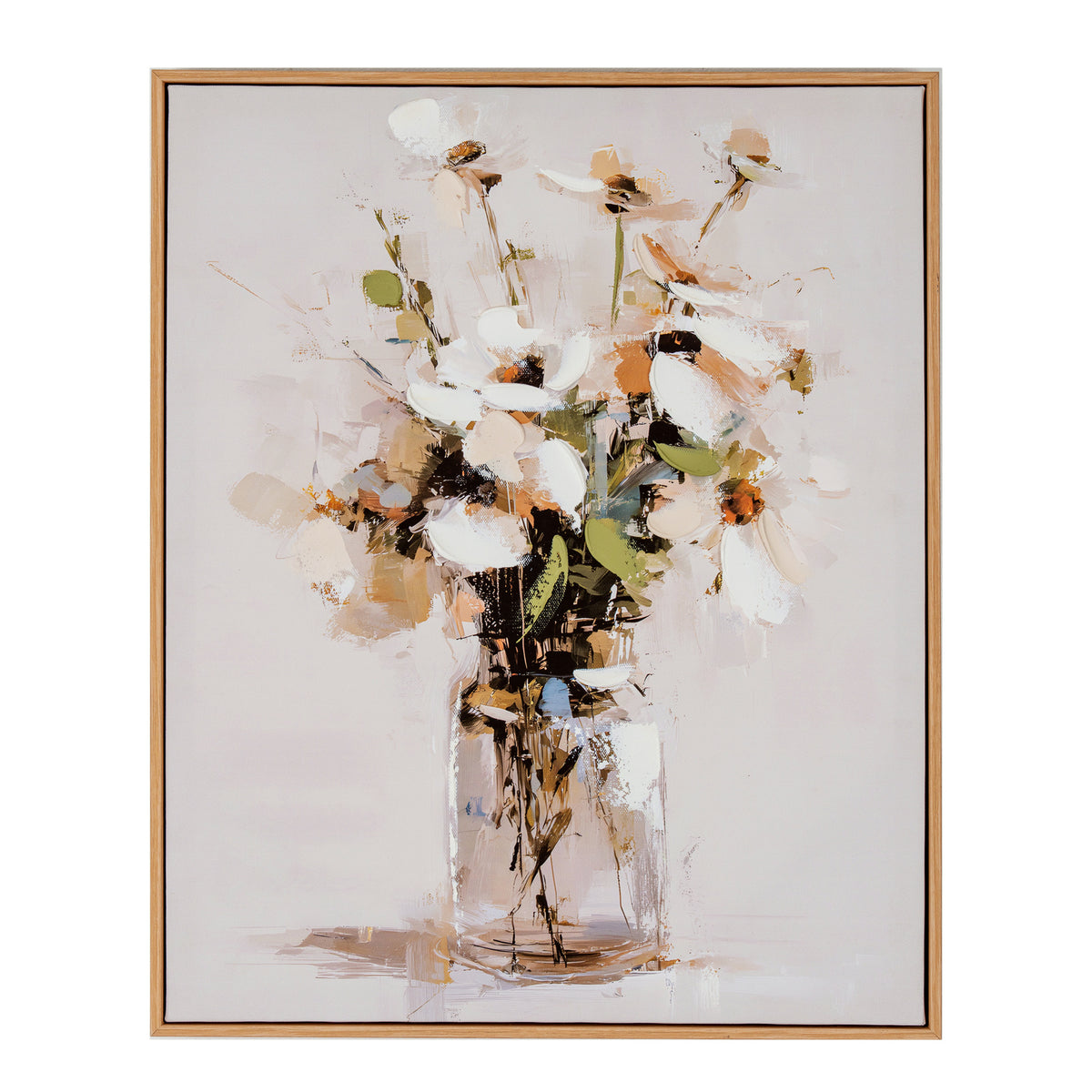 Sabine Still Life Cosmos Hand Painted Canvas in Frame