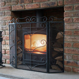 heavy large black ornate fire screen