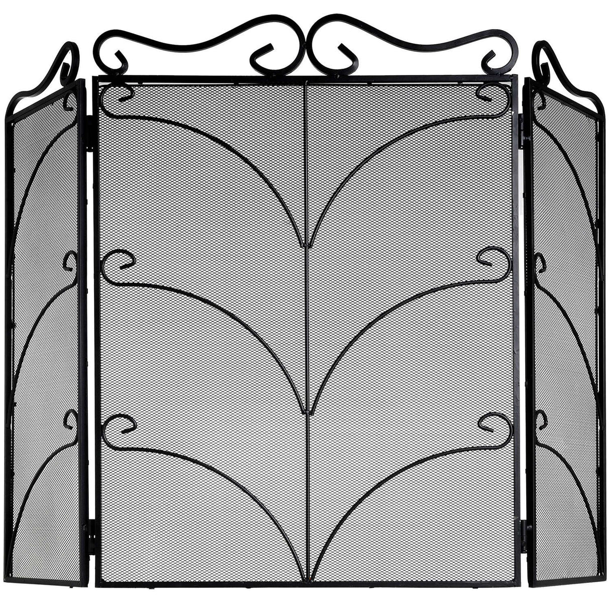 heavy large black ornate fire screen