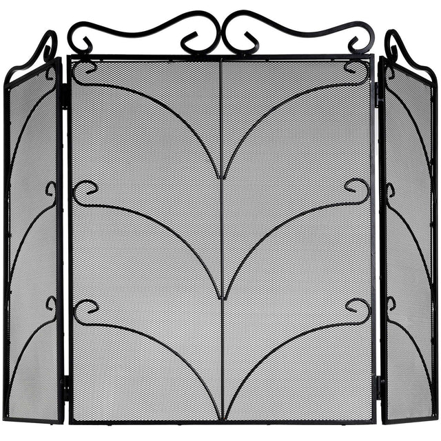 heavy large black ornate fire screen