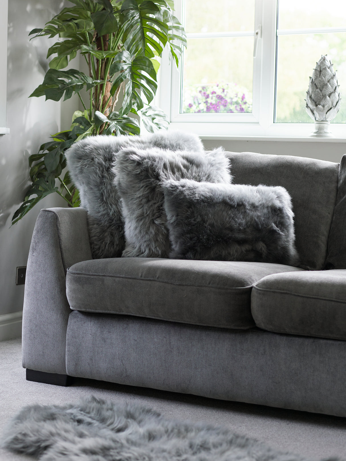 Aurelie Sheepskin Cushion in Grey