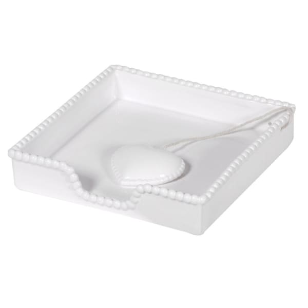 Beatrice White Napkin Tray with Heart