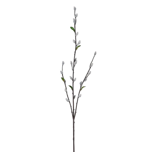 Berenice Grey Pussy Willow Spray with Leaves