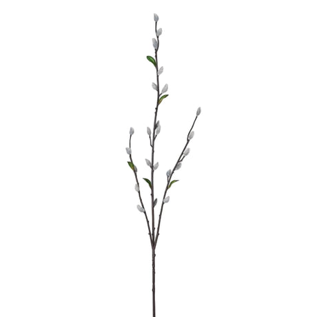 Berenice Grey Pussy Willow Spray with Leaves