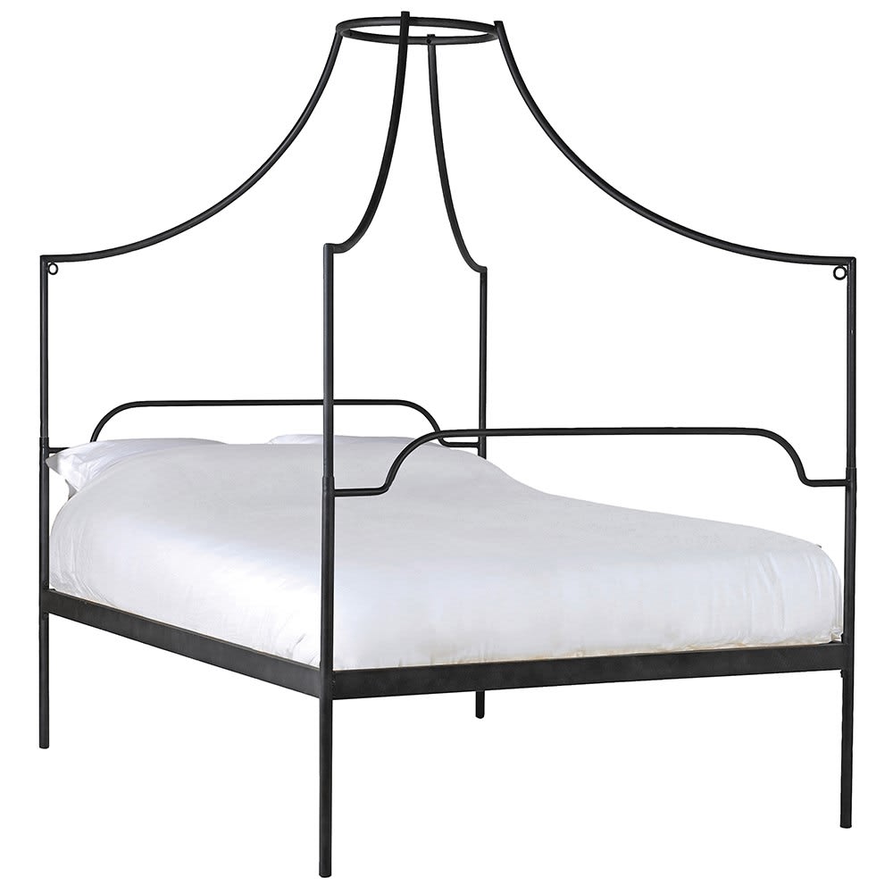 Wanda Black Italianate Campaign Canopy King-size Bed