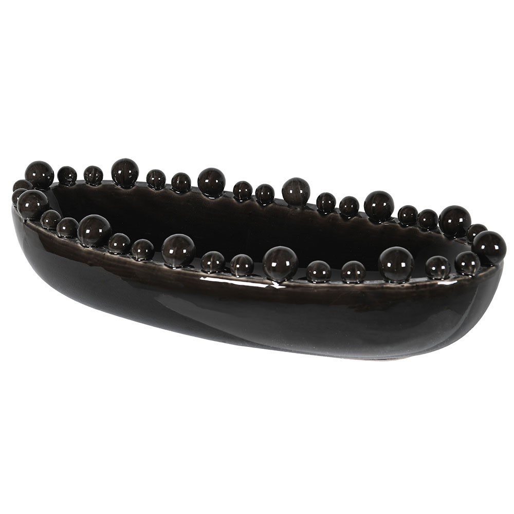 Camille Black Oval Bobble Edged Bowl