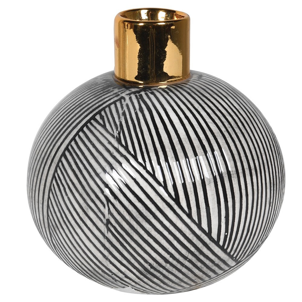 Camille Black & Grey Striped Bud Vase
