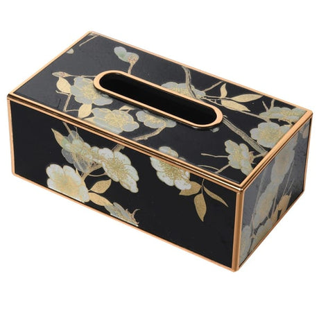 Black Blossom Tissue Box