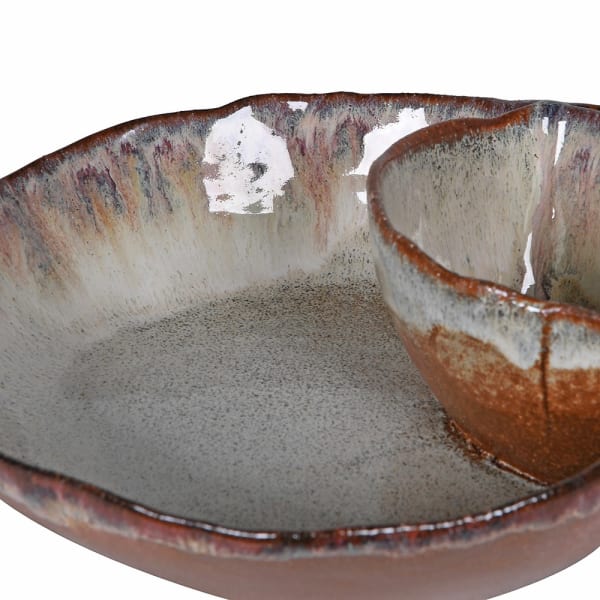 Chantal Brown Ombré Plate with Dip Pot