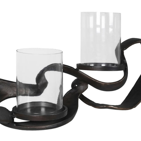 Camille Black Knotted Hand Forged Candle Holder