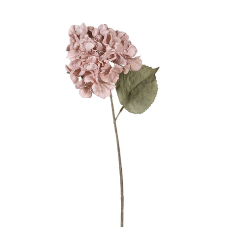 Camille Mauve Hydrangea Spray with Leaves