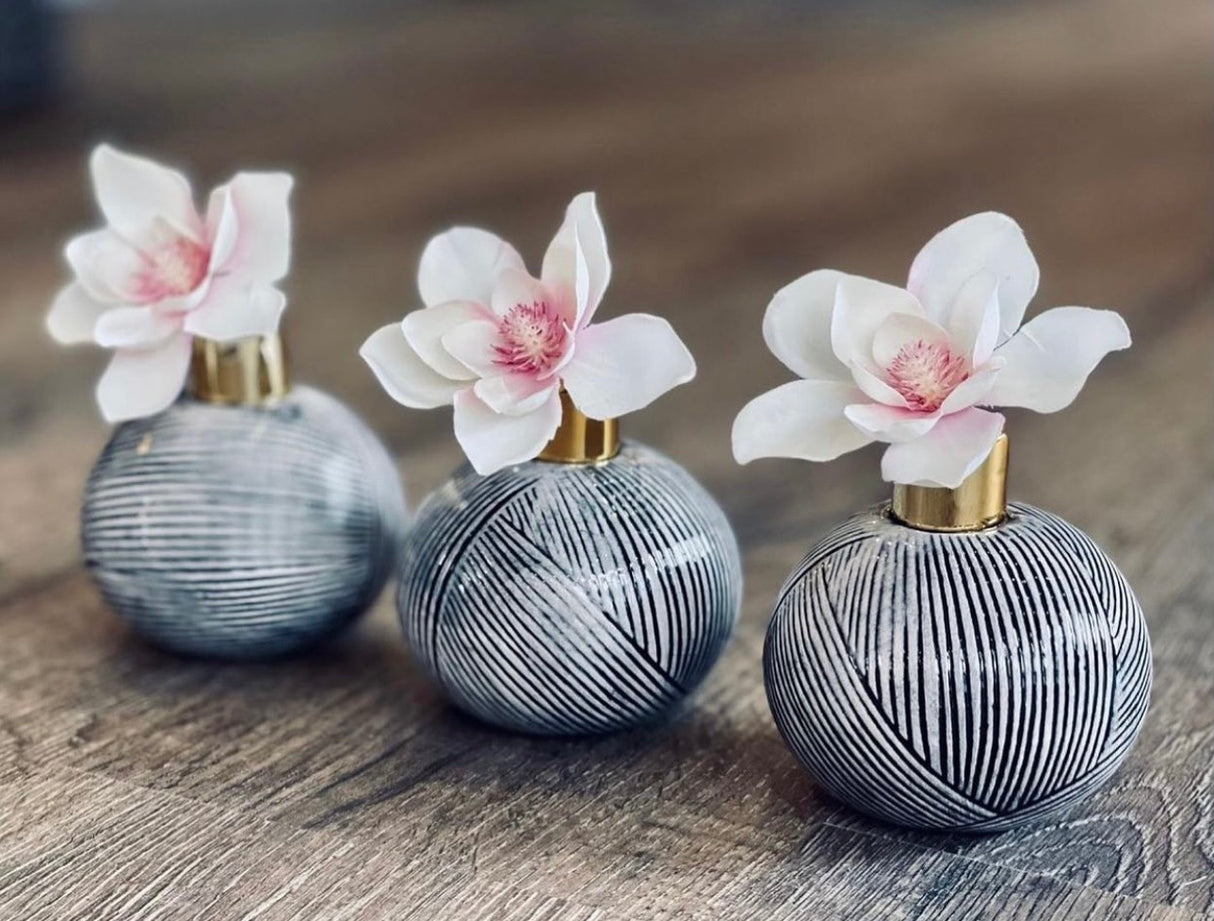 Camille Black & Grey Striped Bud Vase