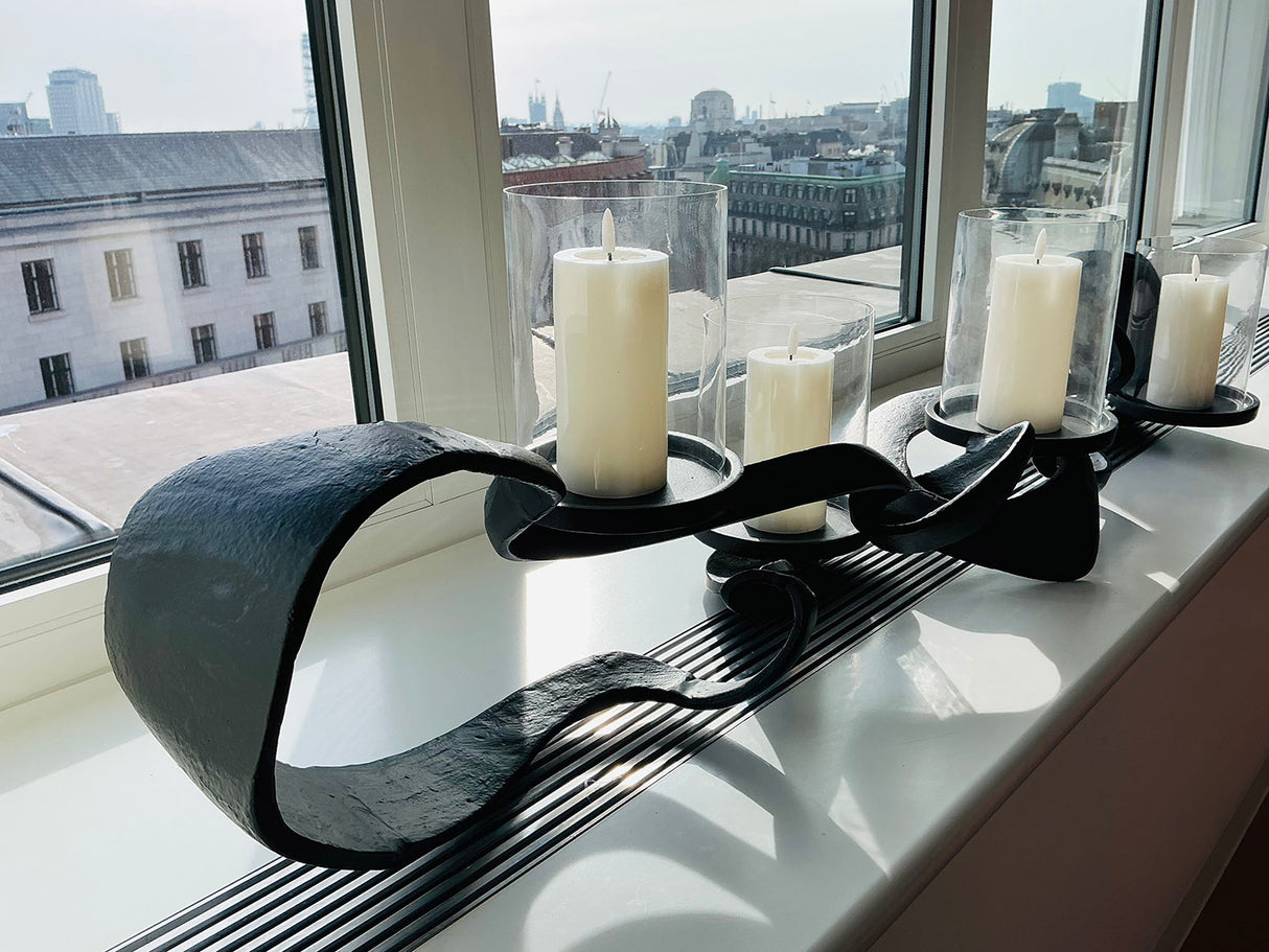 Camille Black Knotted Hand Forged Candle Holder