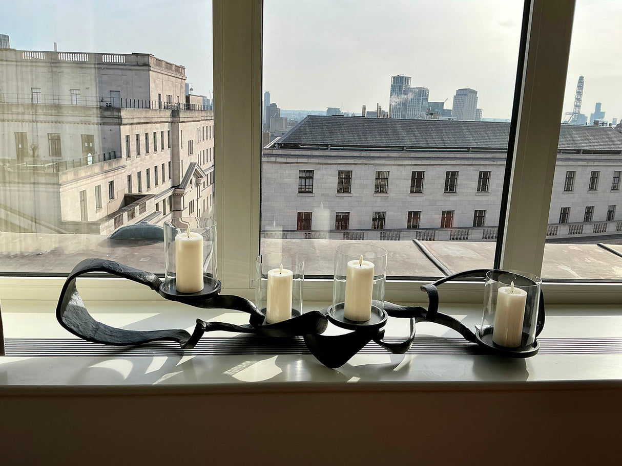 Camille Black Knotted Hand Forged Candle Holder