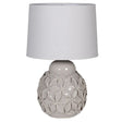 Celine Grey Ceramic Flower Lamp with White Linen Shade