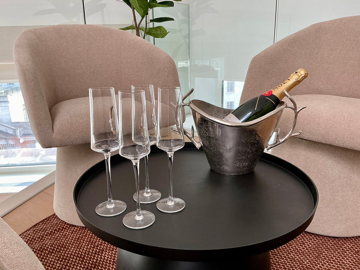 Flavie Set of 4 Crystal Champagne Flutes (Gold)