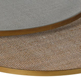 Margot Nest of 2 Aged Gold and Rattan Round Coffee Tables