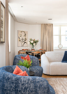 Delphine Blue Striped Egg Chair