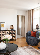 Delphine Blue Striped Egg Chair