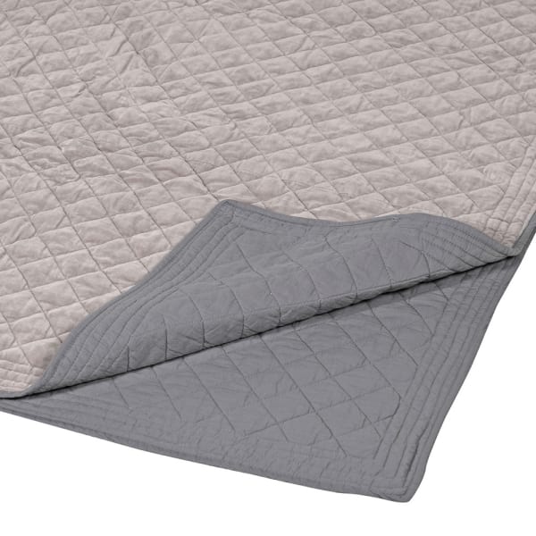 Ines 6ft. Super King-size Warm Grey Cotton Velvet Bedspread