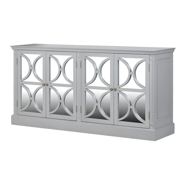 Emile Grey Fayence 4 Door Mirrored Sideboard