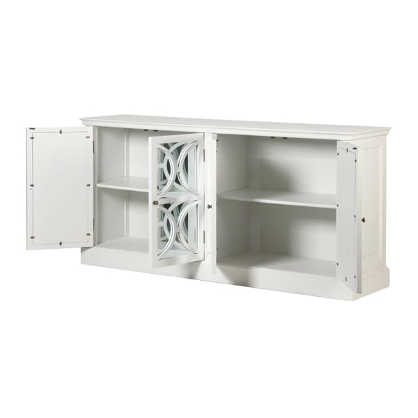 Emile White Fayence 4 Drawer Mirror Sideboard