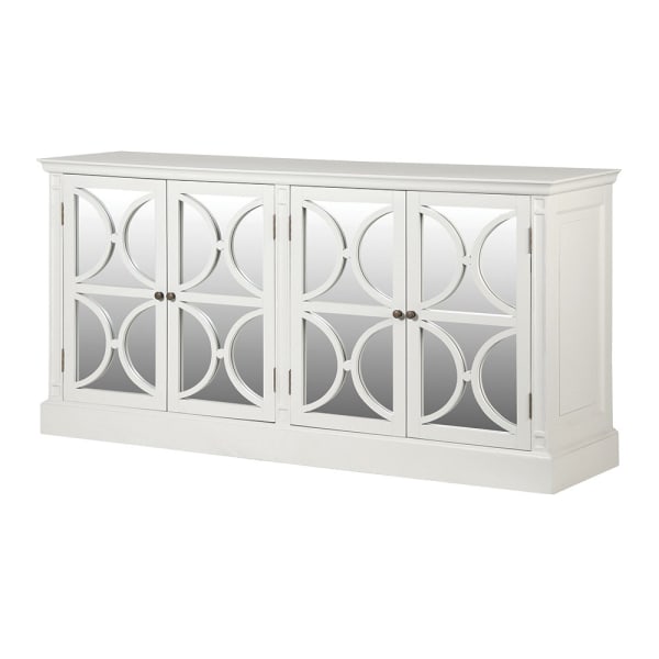 Emile White Fayence 4 Drawer Mirror Sideboard