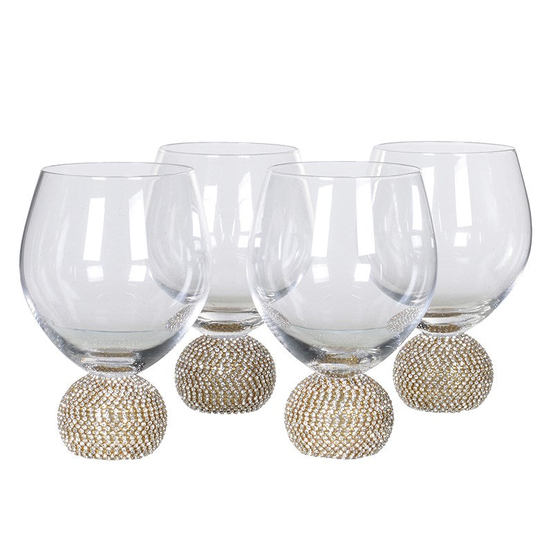 Flavie Set of 4 Gold Diamante Bubble Water Tumblers