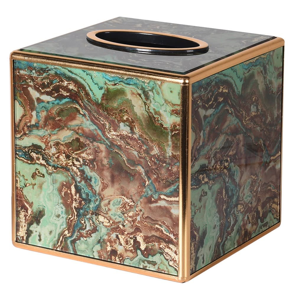 Eleonore Green Marble Effect Tissue Box