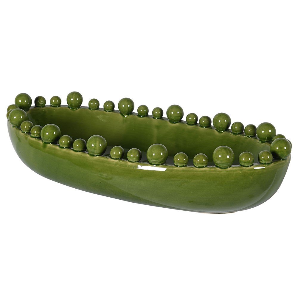 Camille Green Oval Bobble Edged Bowl