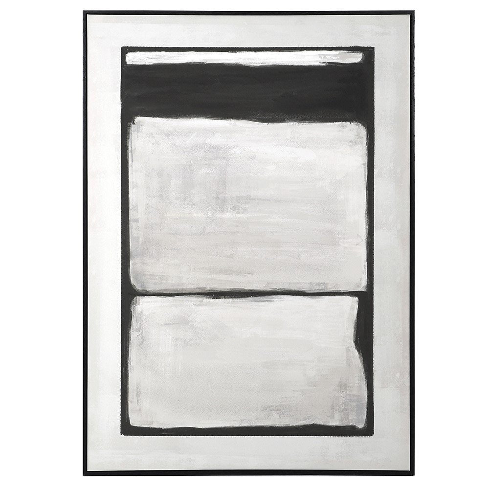 Bertille Grey and Black Abstract Block Canvas Print